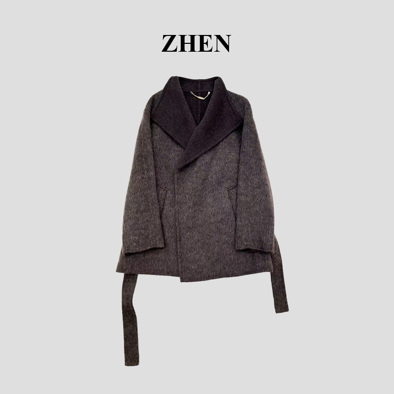 【ZHEN】25K01730 2025新款羊毛外套显瘦时尚百搭气质设计师女款