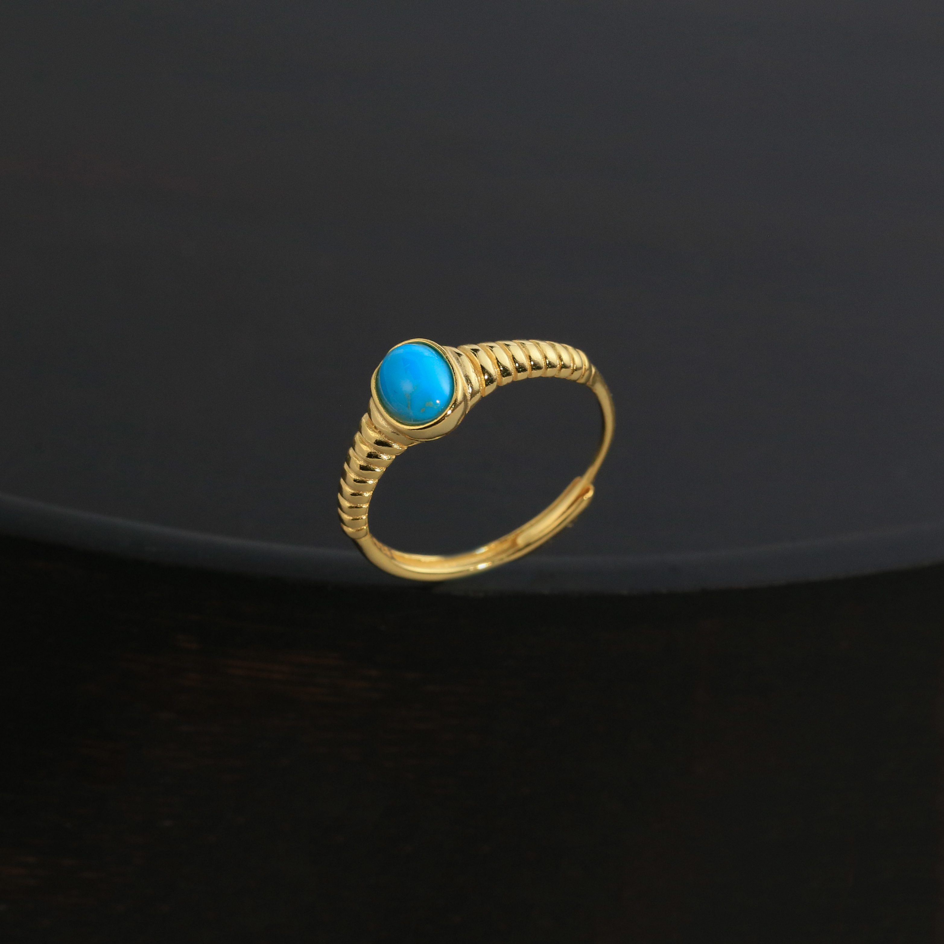 【闫闫专属】安曼博S925银绿松石条纹戒指 ML00152BZ