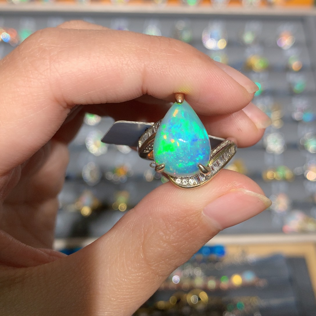 银S925镶嵌欧泊欧泊戒指y