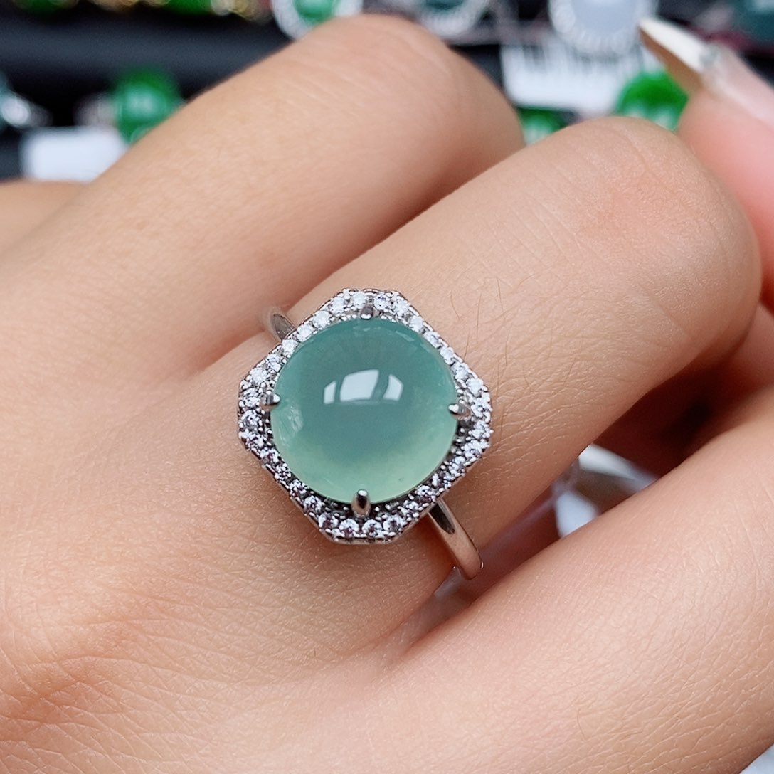 翡翠戒指银S925镶嵌戒指