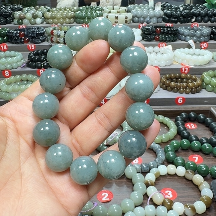 未镶嵌手链和田玉新疆且末蓝青花卡16