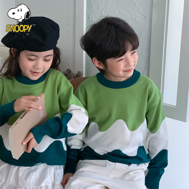 Snoopy/史努比男女童薄毛衣儿童针织衫洋气小男孩春秋套头上衣潮