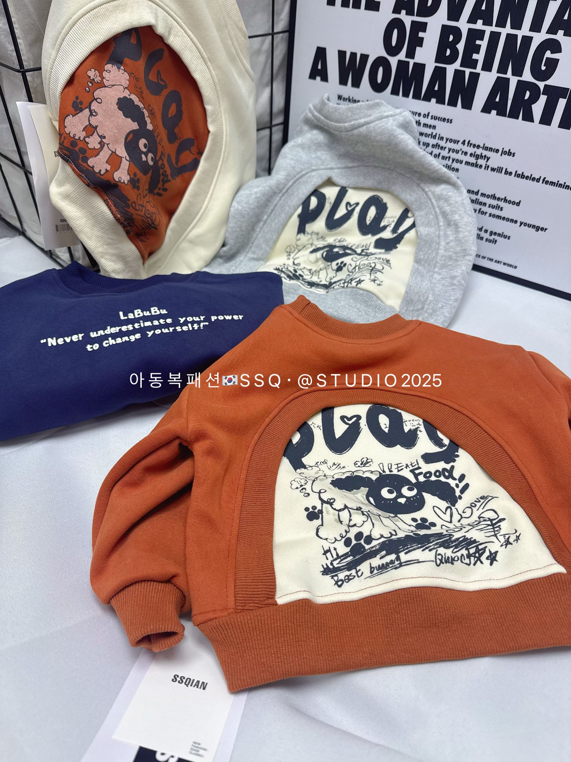 25/冬款加绒·小羊肖恩【Q-04韩国卫衣背面撞色衔接设计童装