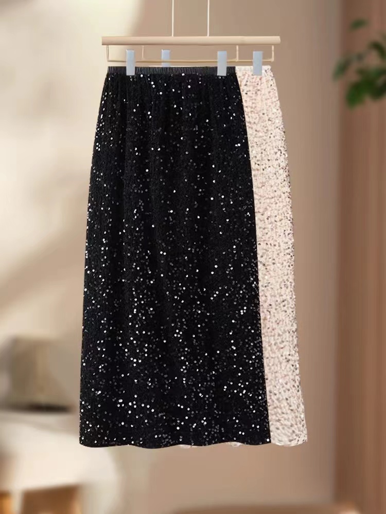 【蜜蜜MiM】新款秋冬百搭亮片裙御姐风轻奢鱼尾裙松紧腰半身裙020
