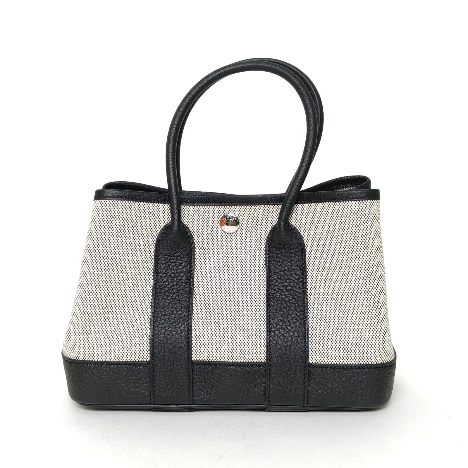 99新 Hermes/爱马仕 小花6欢 Mini 花园 23 89黑色W刻 银扣手提包