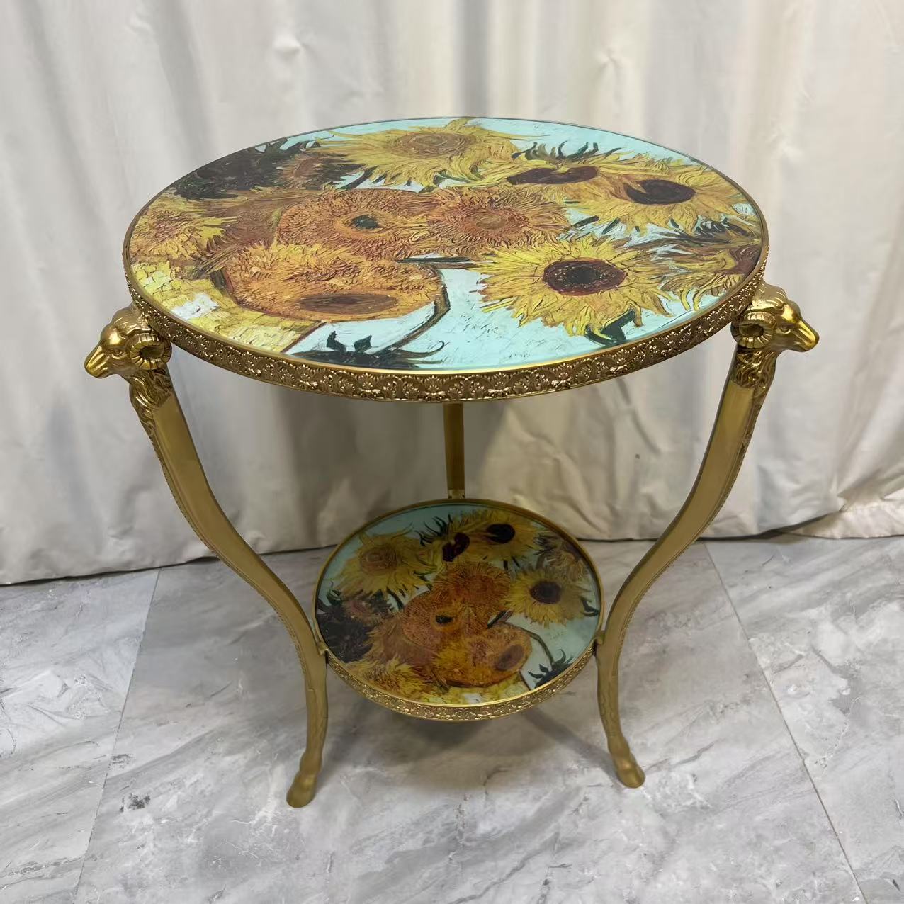 BORCH/博瑞奇黄铜二层向日葵茶几 09620