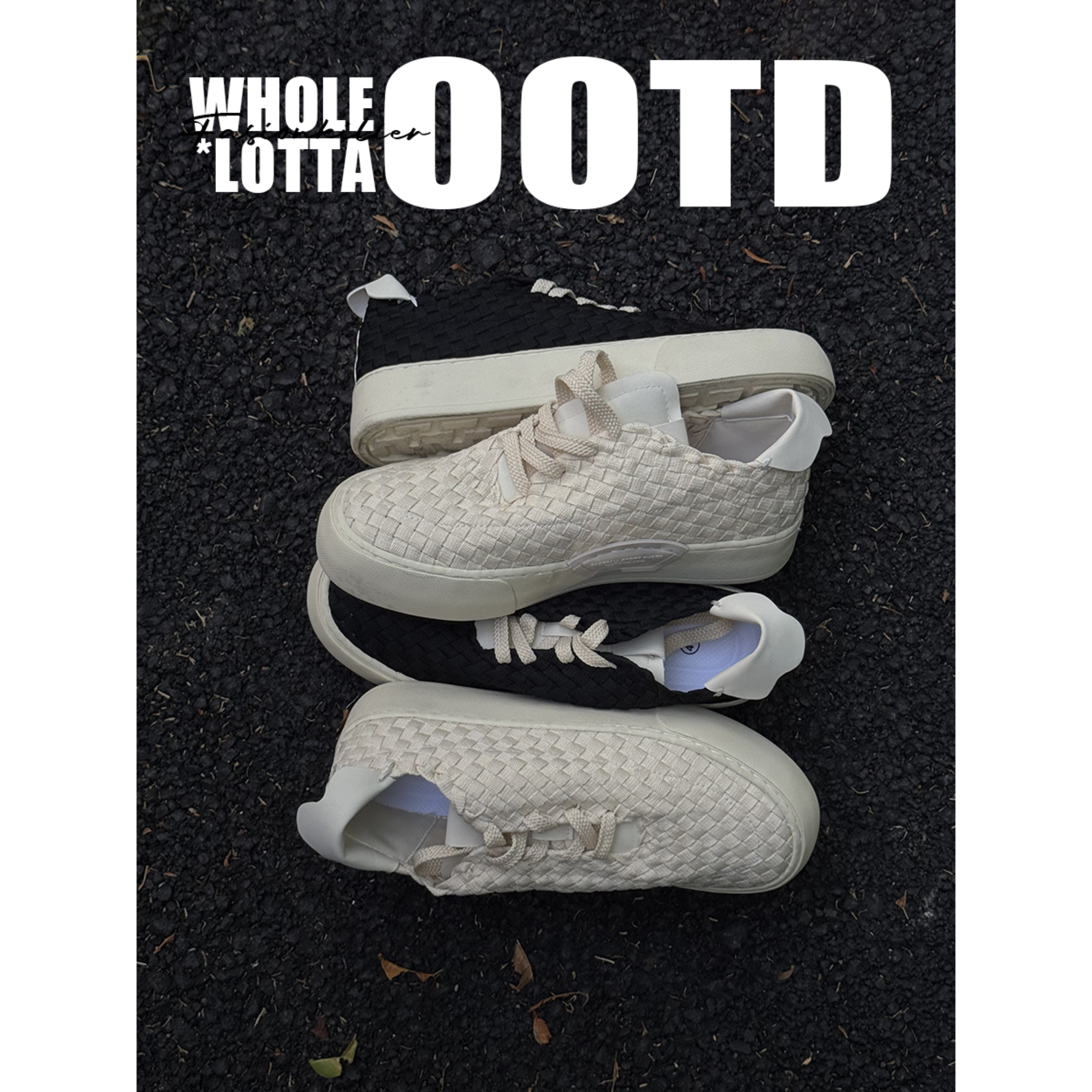 aoyo/25SS*NEWCPYSH*T 手工编织板鞋 方格设计 厚底低帮板鞋 