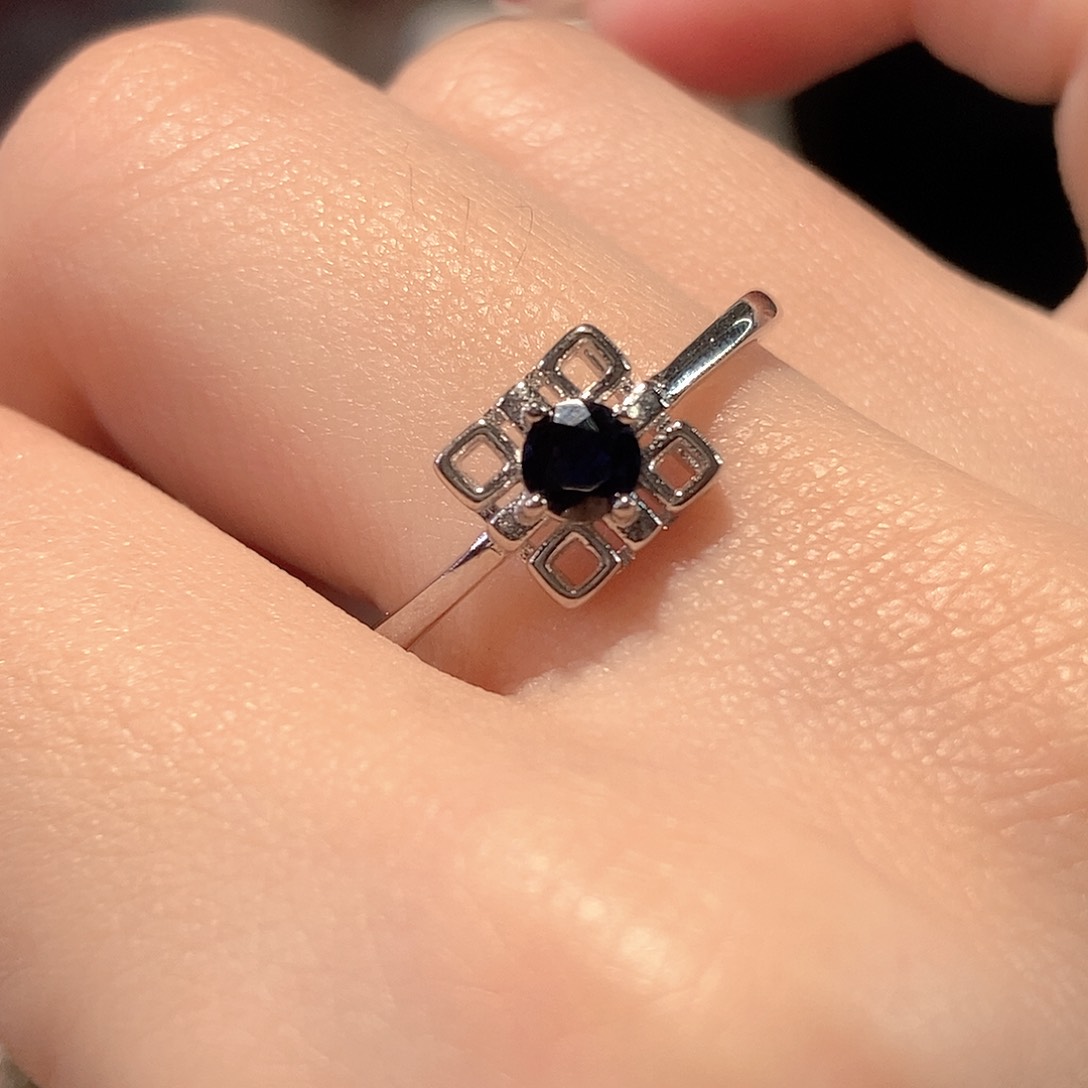 蓝宝石戒指银S925镶嵌