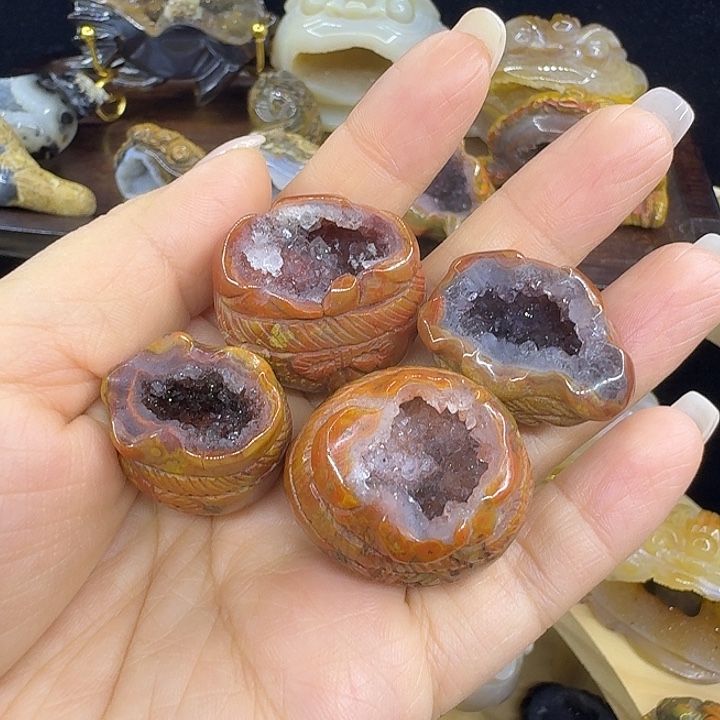 小***紫玛瑙/玉髓未镶嵌水晶钱袋特价不退