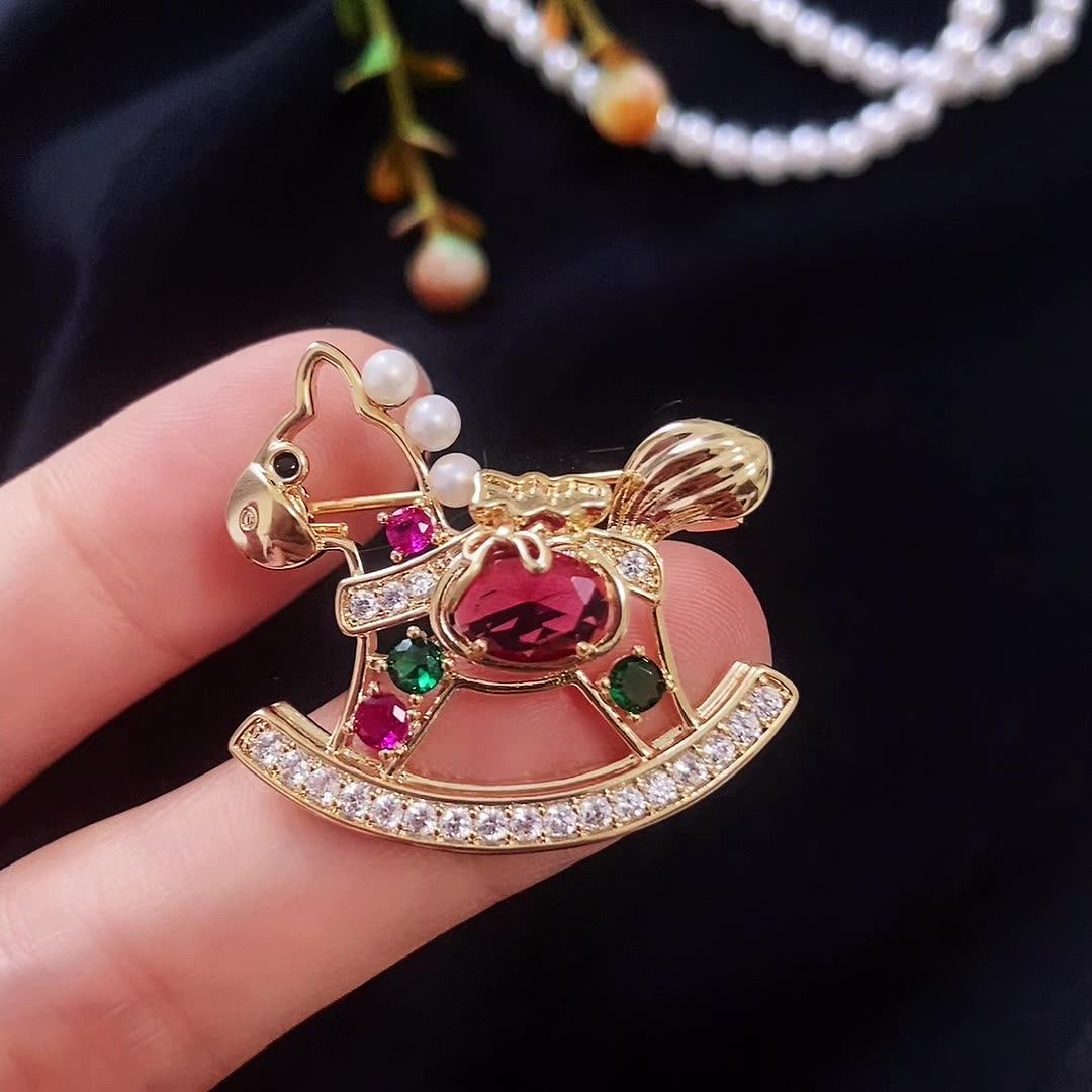 彩钻木马胸针高档气质奢华时尚胸花衣服装饰新年礼物礼品套组