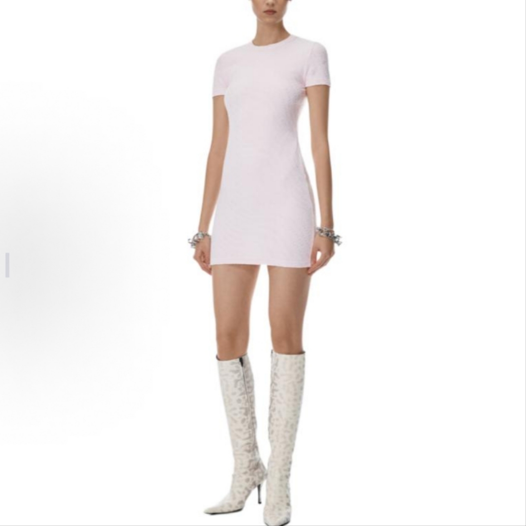99新 ALEXANDER WANG 娜娜活动  提花字母连衣裙 粉色