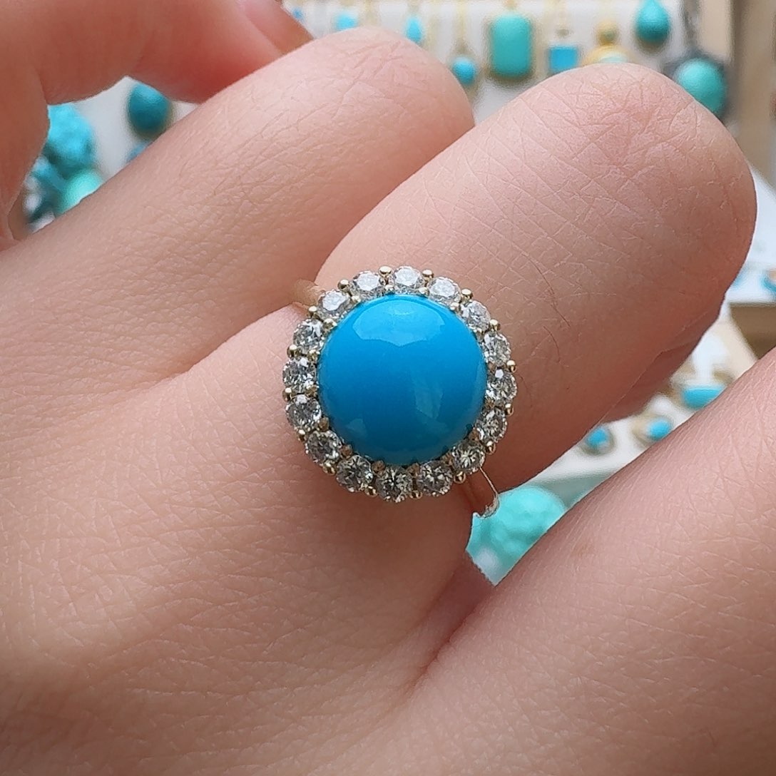 绿松石珠宝奇石18K金镶嵌