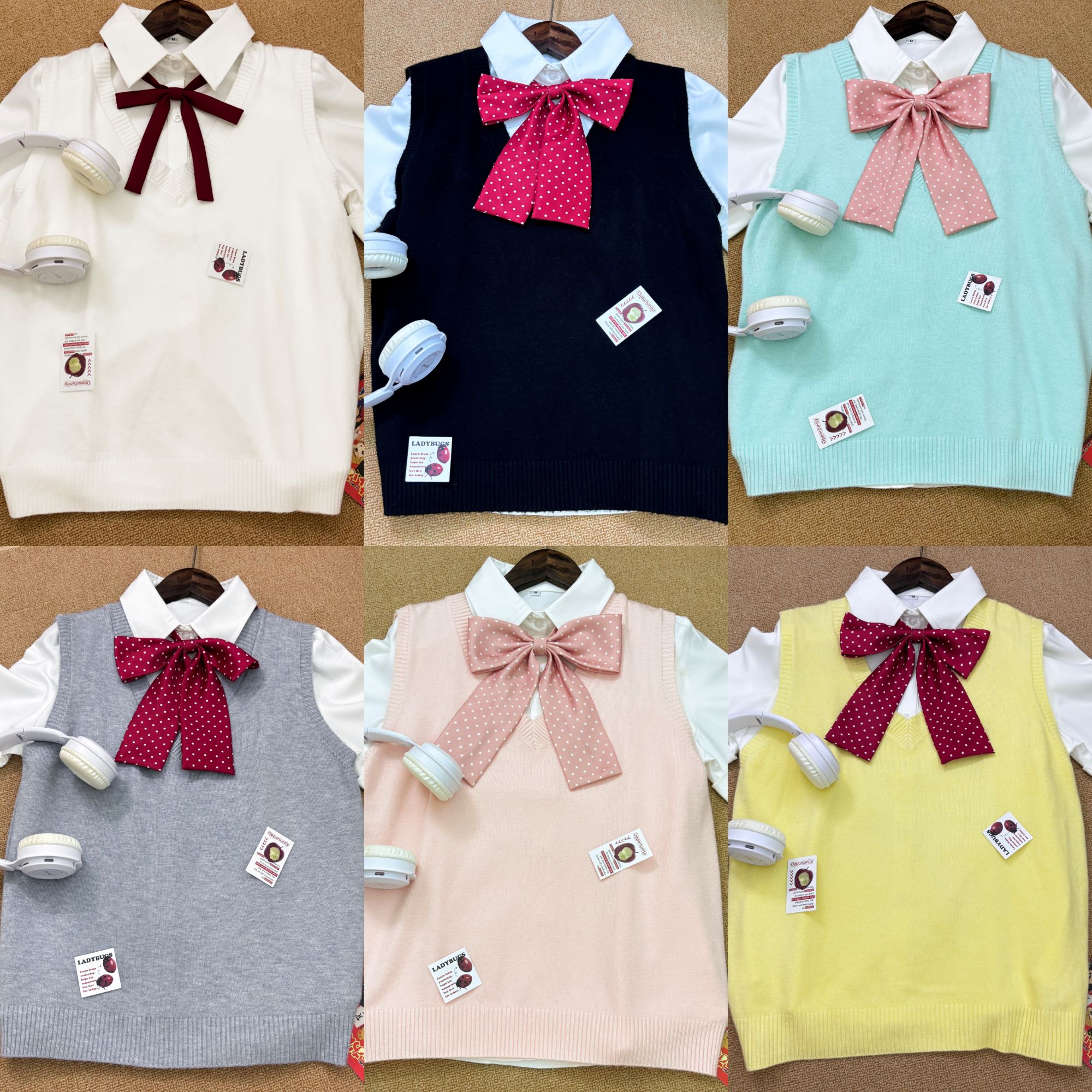 原创jk制服基础款多色毛衣背心女日系叠穿校供感学院风针织马甲