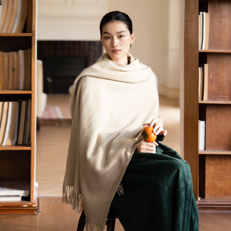 qtu围巾女士冬美利奴纯羊毛围巾新 羊毛披肩 J20110