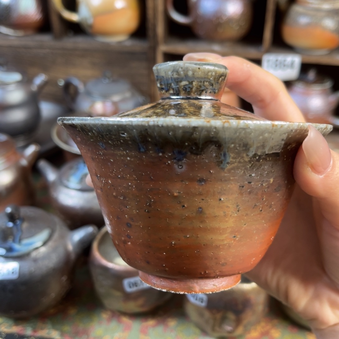 杯柴烧茶器粗陶盖碗