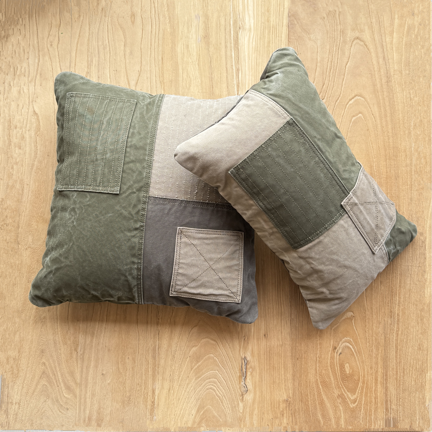 复古帆布解构拼接重工水洗做旧户外工装风家居抱枕套靠垫枕头摆件