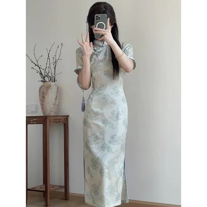 224-绿色 绝美 蕾丝花边 改良 旗袍【没有 配饰】