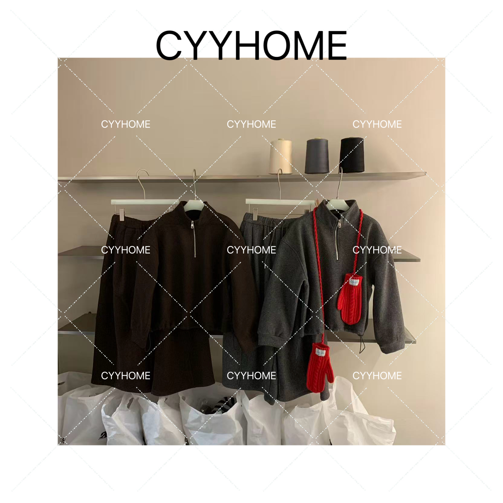 CYYHOME两色加厚宽松慕斯绒套装（会起球介意勿拍）