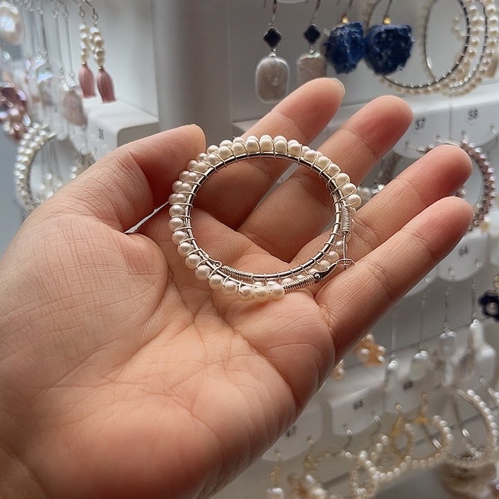 淡水珍珠耳饰银S925镶嵌