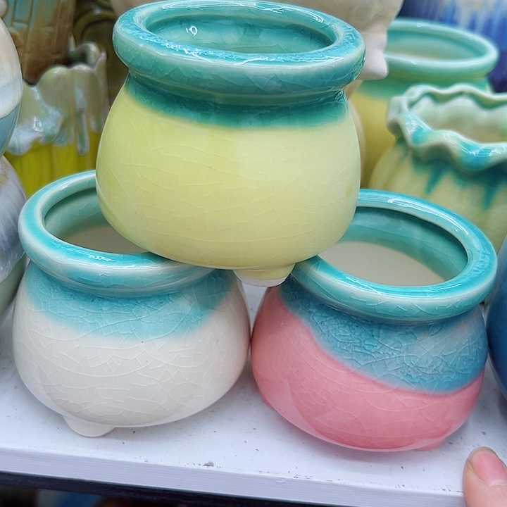 多肉绿植陶瓷花盆9.9包邮，有孔