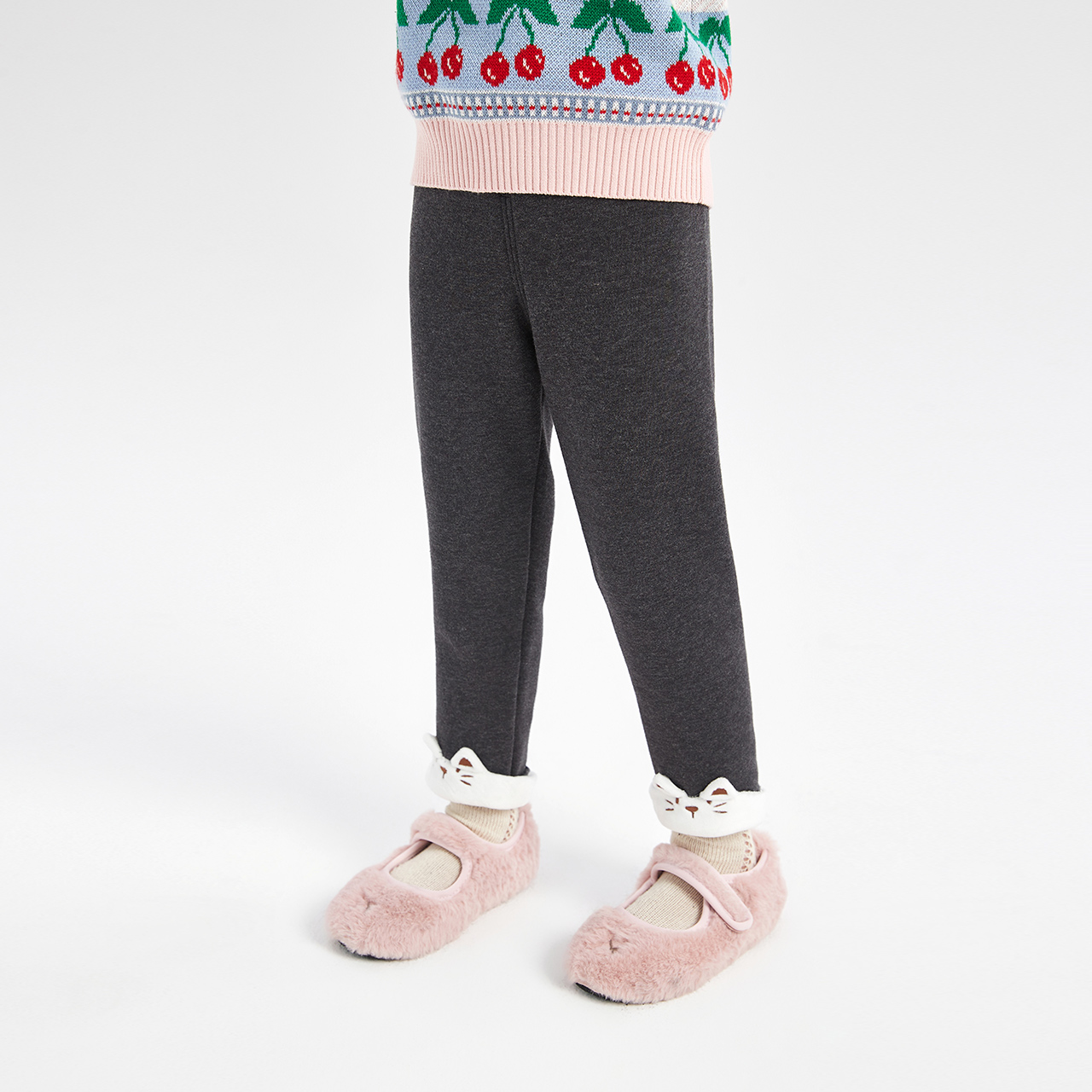 笛莎婴幼女童裤子冬季舒适加绒可爱百搭长裤加厚打底裤-33235C505