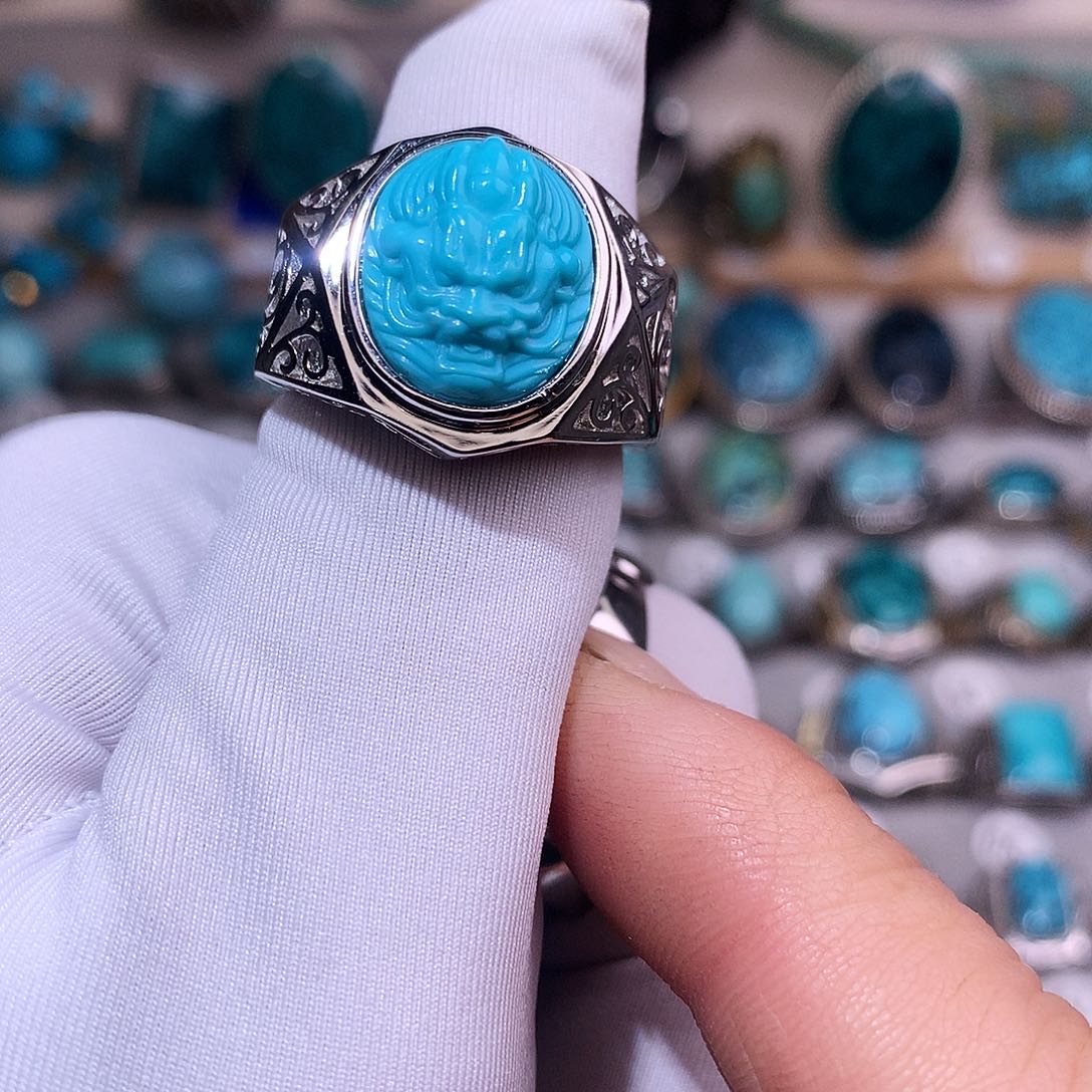 绿松石挂件银S925镶嵌