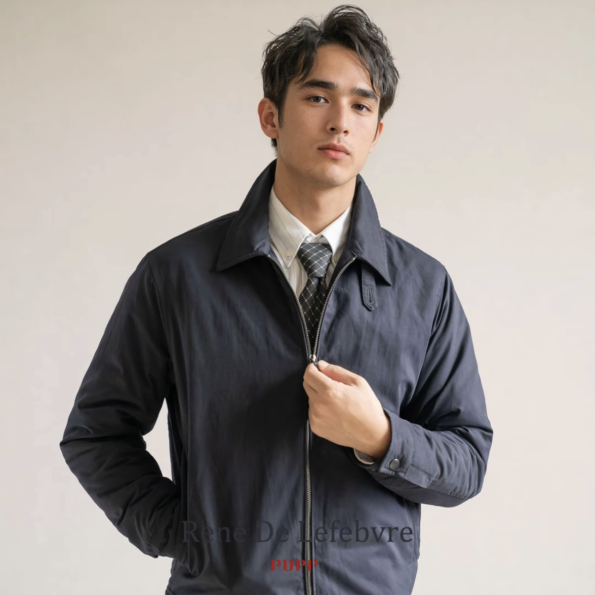 René De Lefebvre25秋冬装男士轻薄短款复古保暖间棉夹克棉服外套
