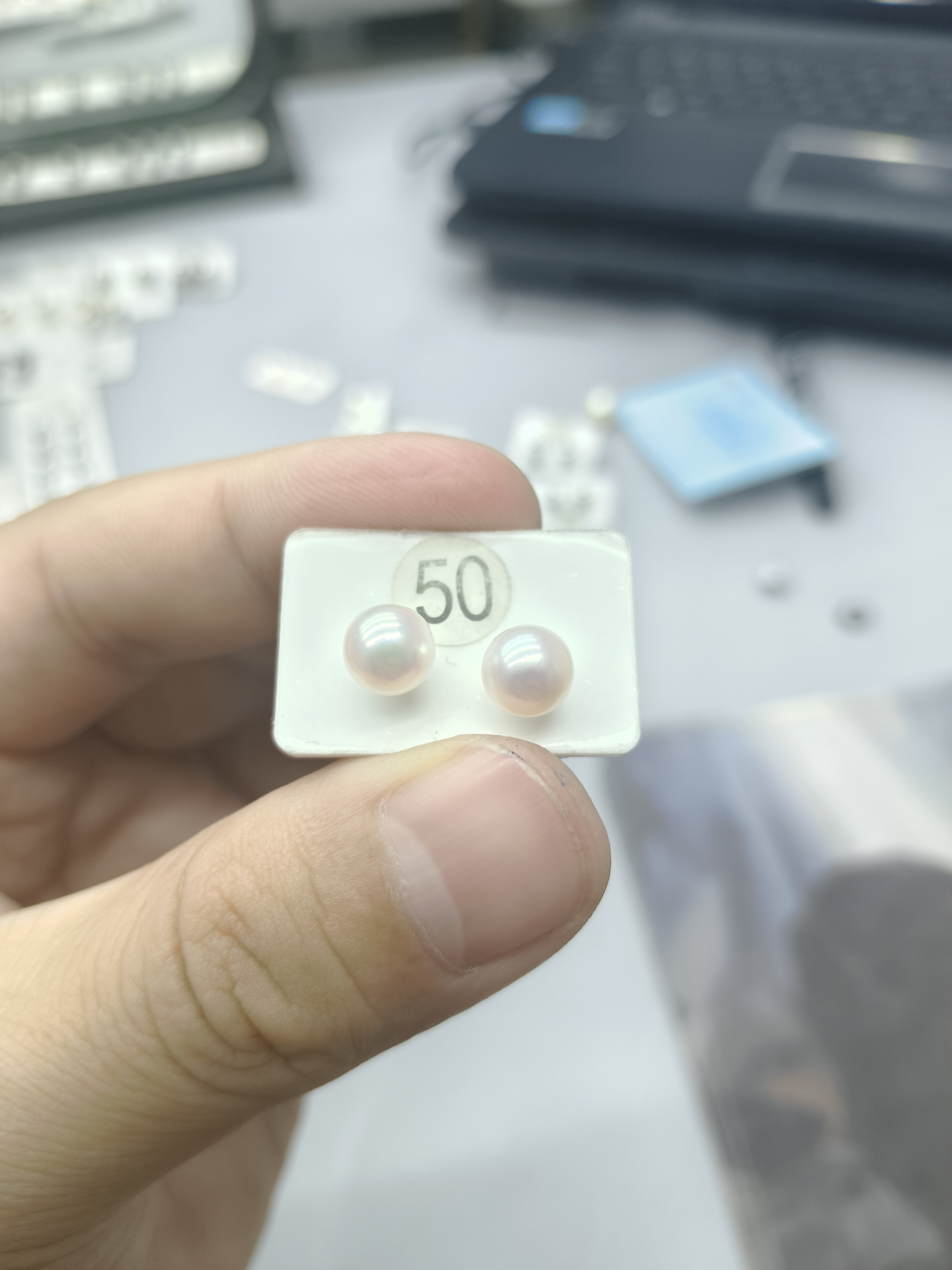 7-8海水天女珍珠耳钉正圆