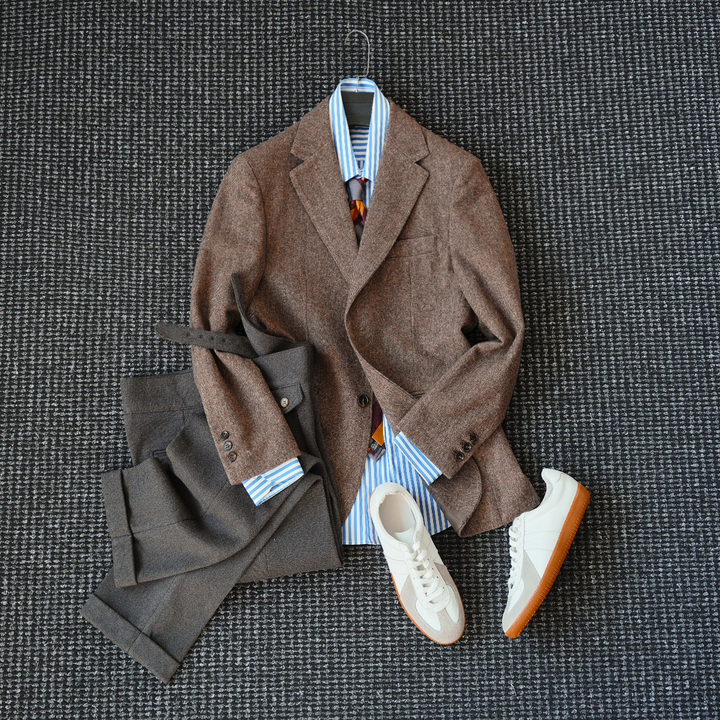 CssuGent（高定50%羊毛）人字纹冬季厚款西服男绅装复古老钱西装