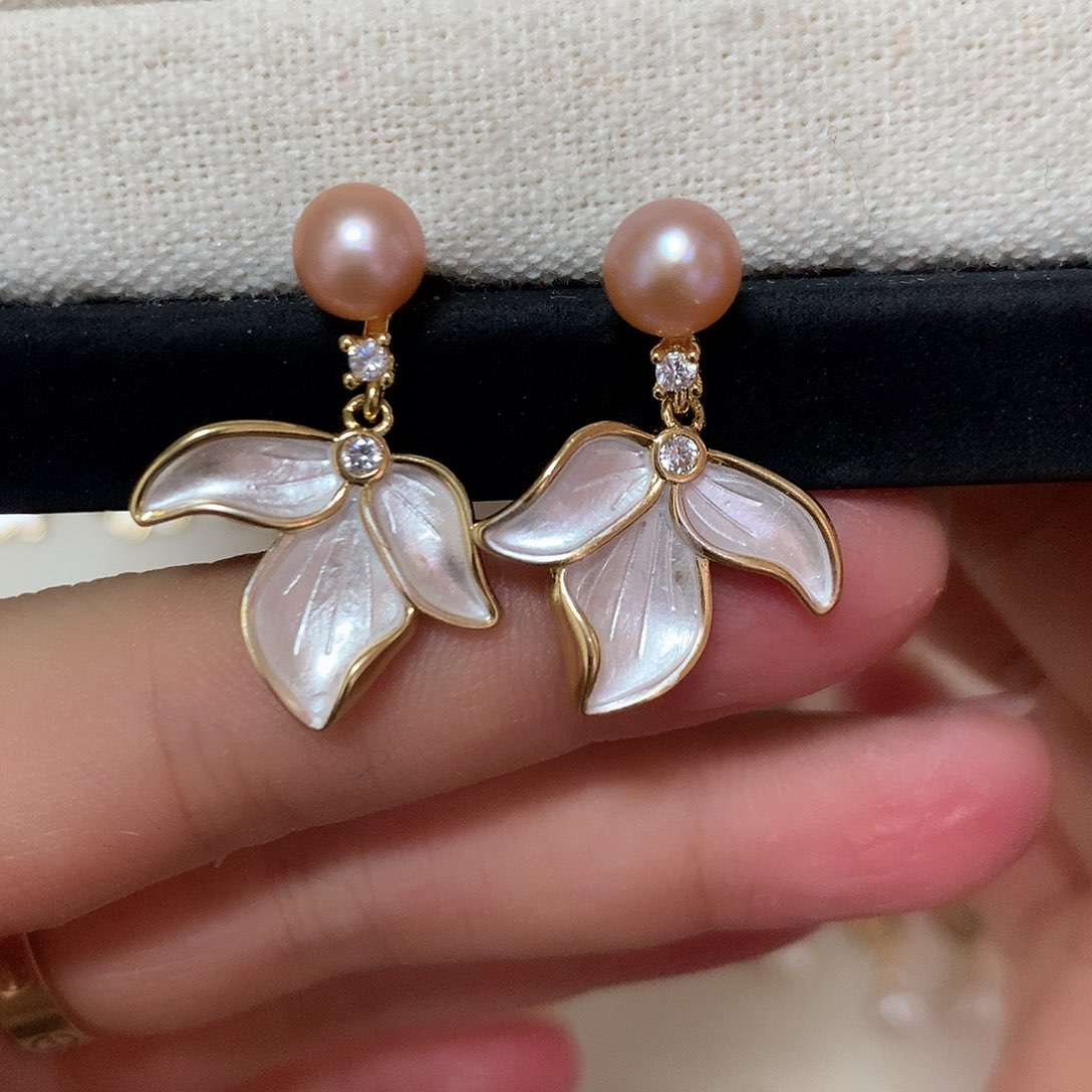 淡水珍珠耳饰合金