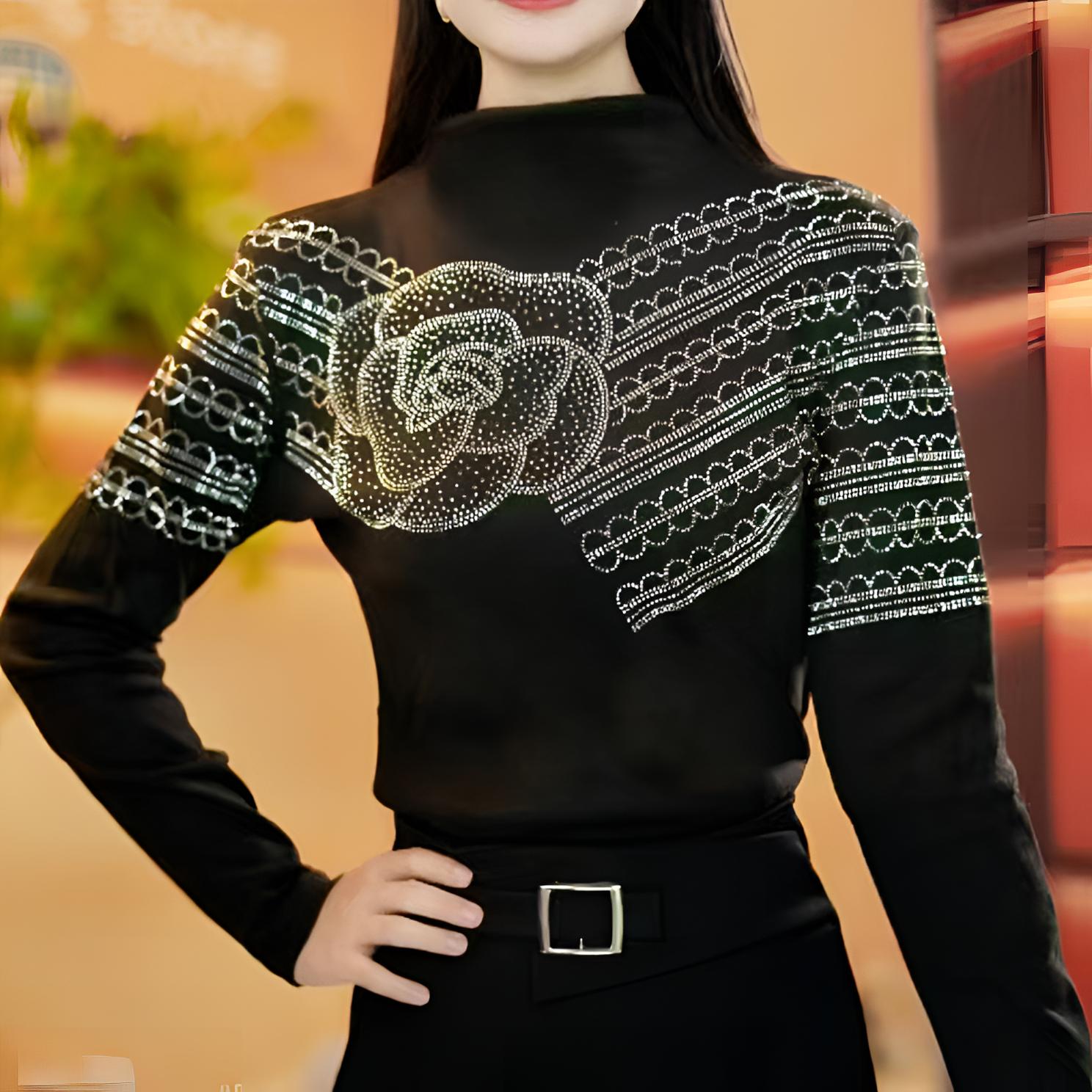 2025秋冬新款半高领时尚洋气长袖T恤修身显瘦小衫减龄女士打底衫