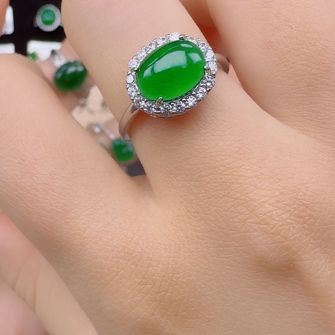 翡翠戒指银S925镶嵌11111