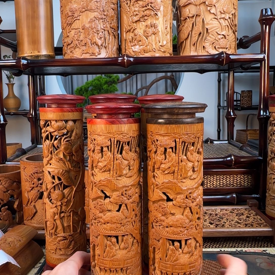 竹兰亭雅集香筒老料子