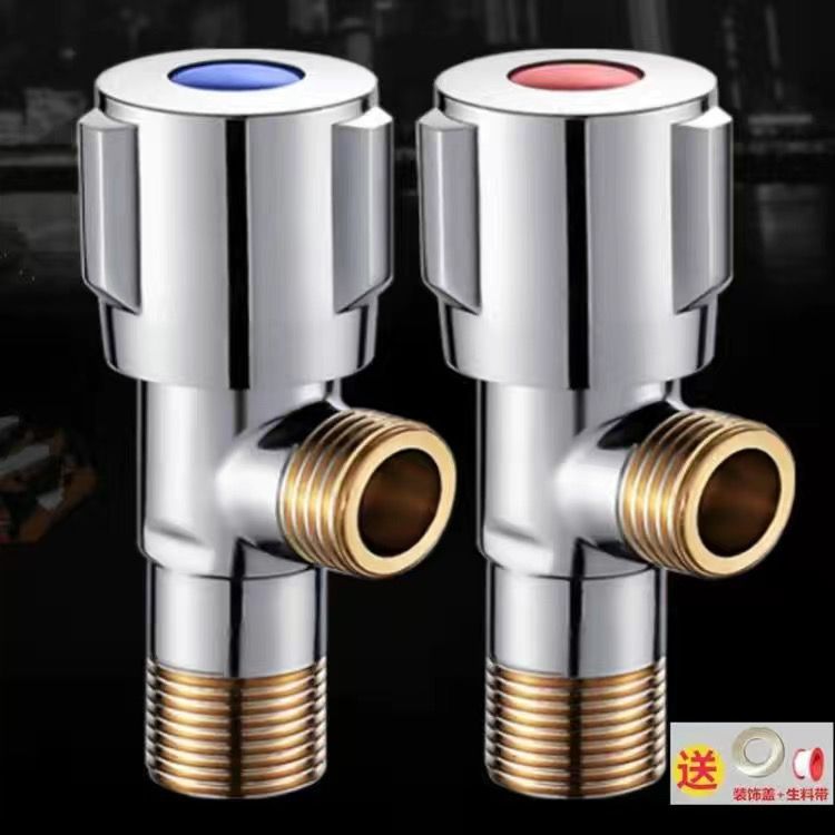 304不锈钢加厚三角阀冷热水一进二出4分马桶热水器全铜角阀加长