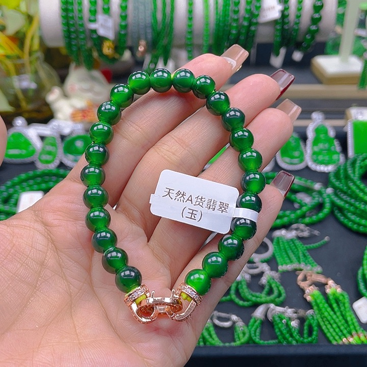翡翠手链未镶嵌圆珠手链8