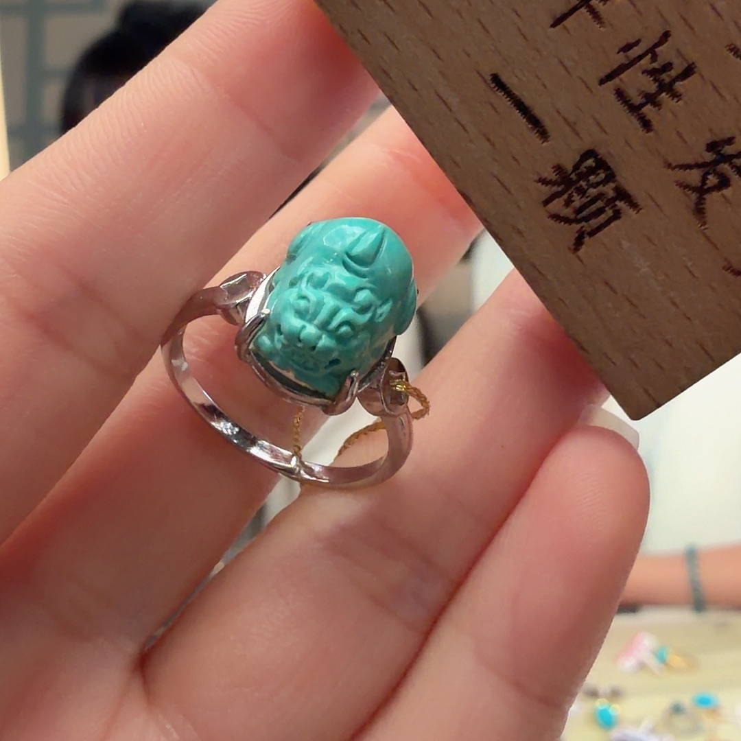 绿松石银S925镶嵌戒指