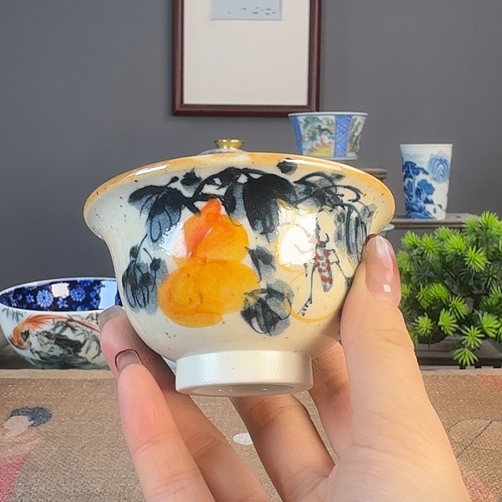 摆件景德柴烧多人茶杯