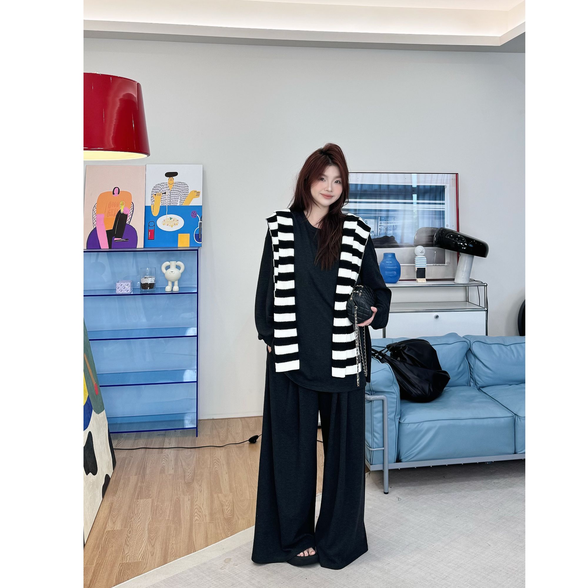 晶咕【德绒套装！可外穿】宽松大版德绒上衣+全松紧高腰阔腿休闲裤