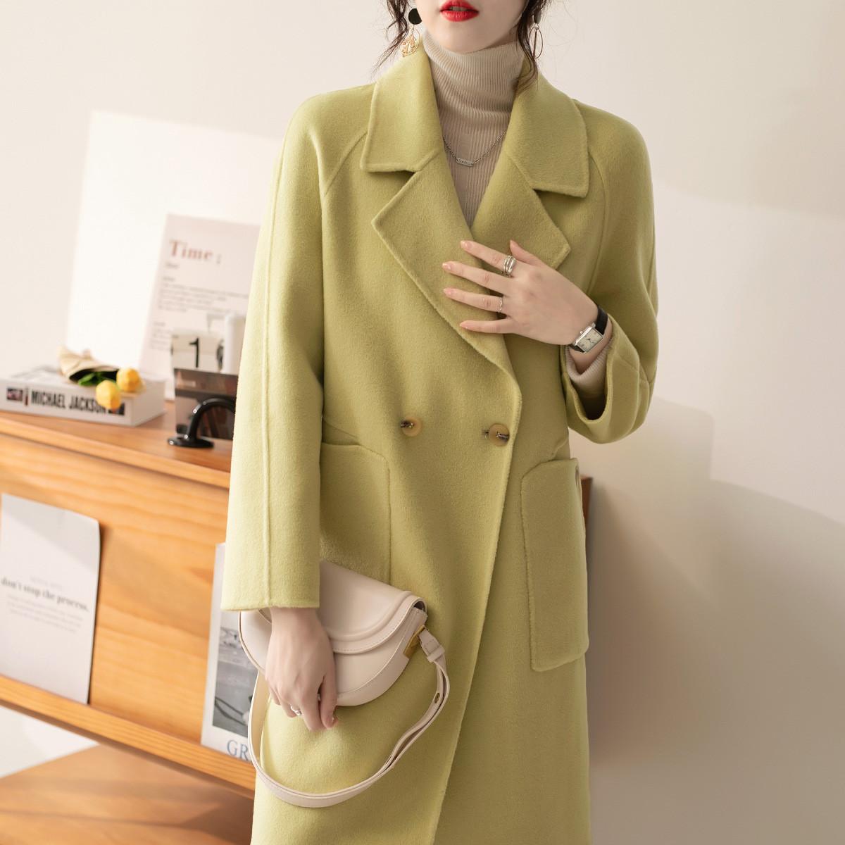 H083长款100%绵羊毛双面呢大衣