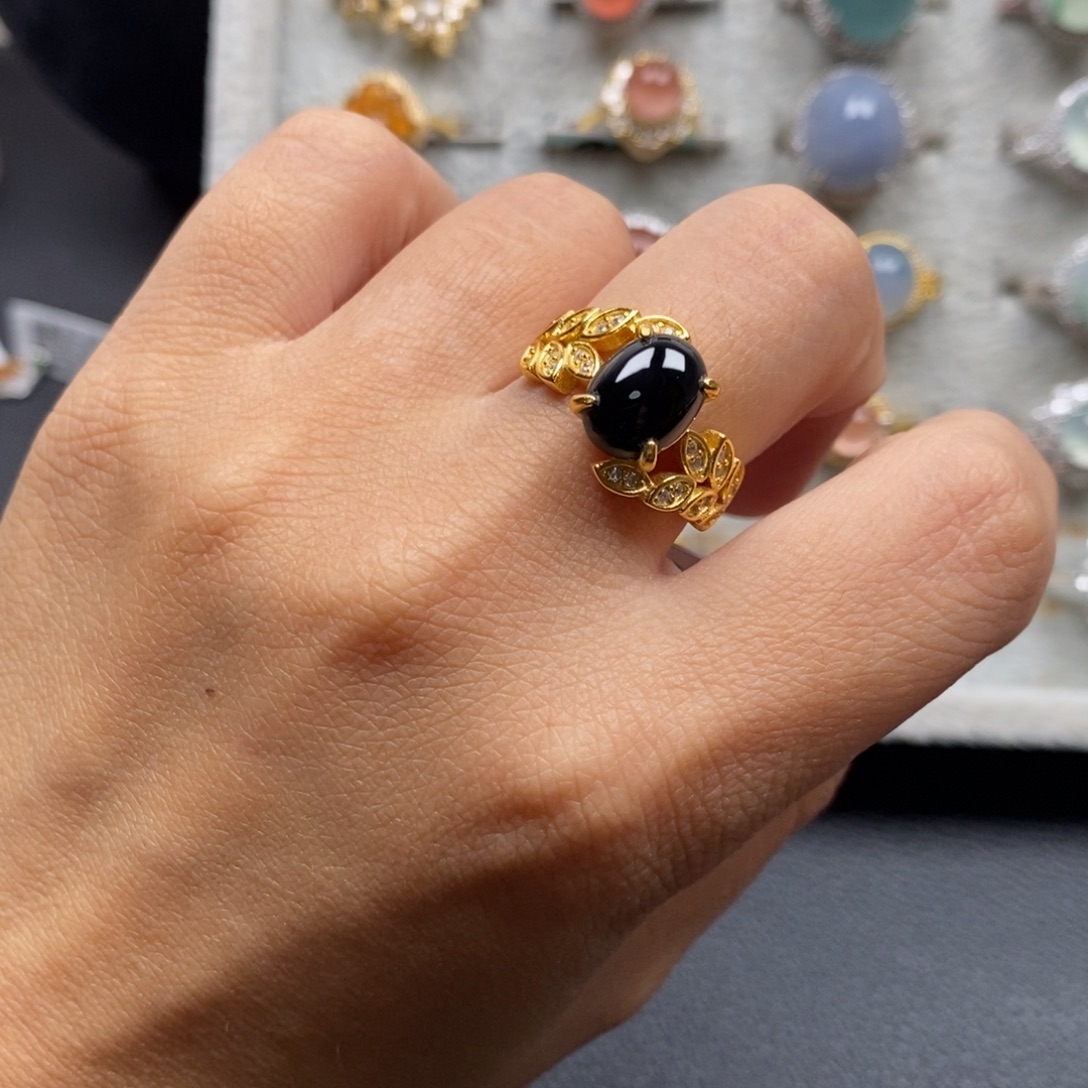 杨***～翡翠银S925镶嵌戒指