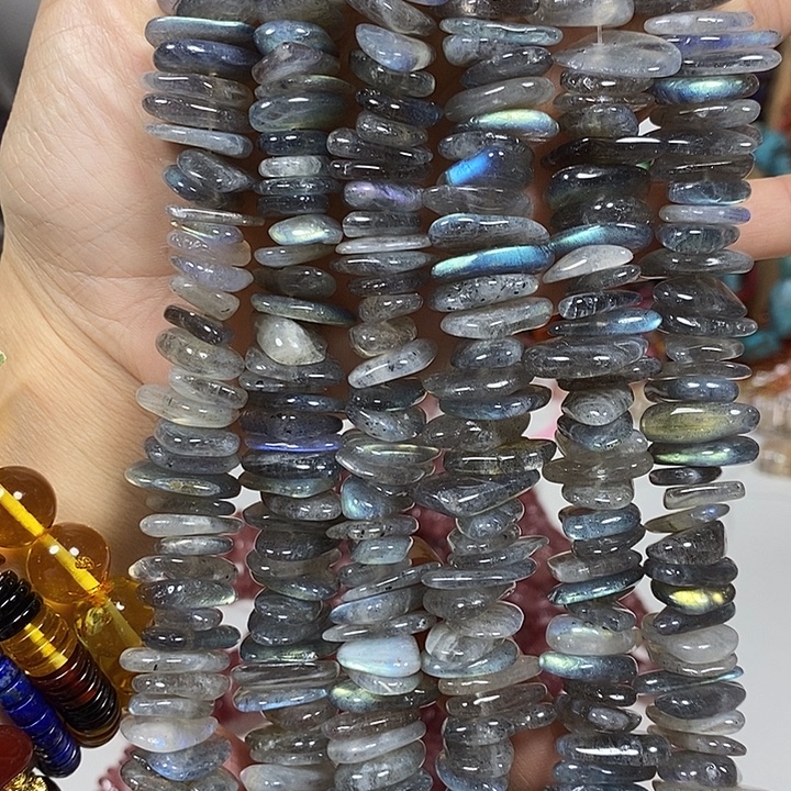 玛瑙/玉髓未镶嵌珠宝半成品天然灰月光一条卡17-19mm