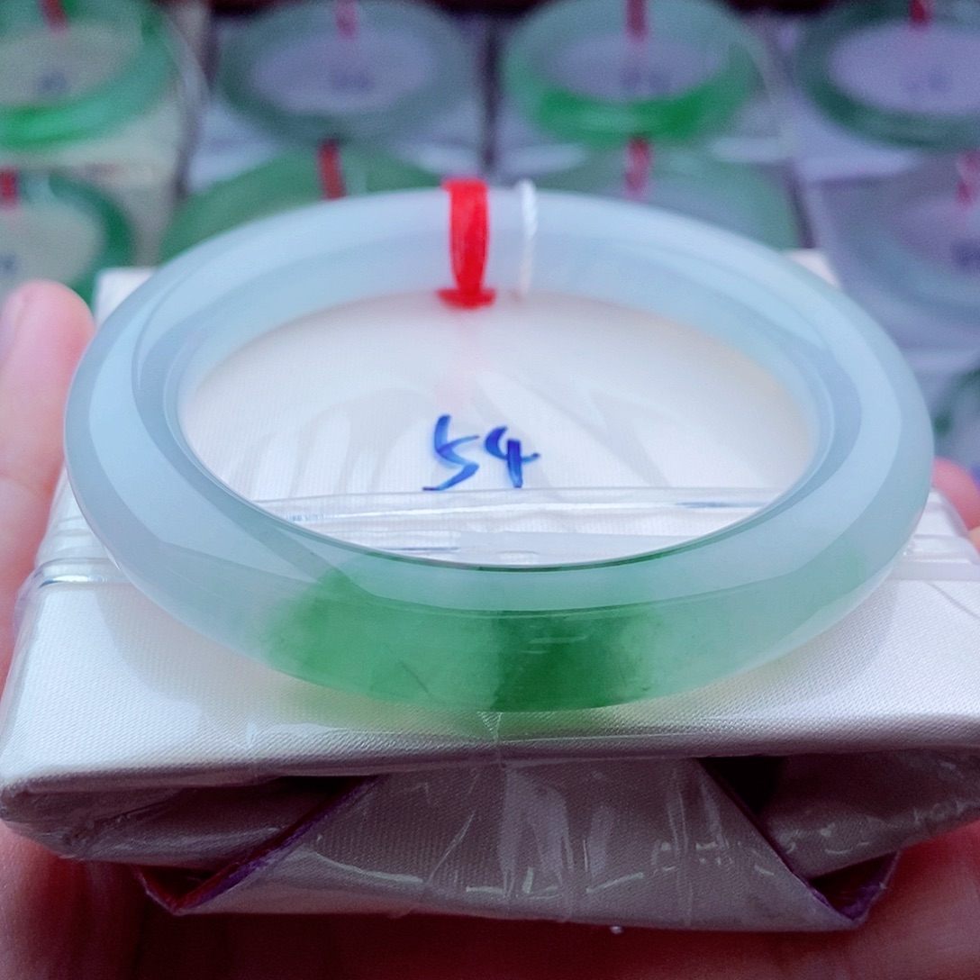 翡翠未镶嵌手镯（圆镯）0609-54圈口 飘花 灵动飘逸 胖圆