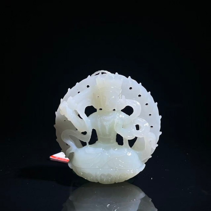 《清代》和田玉观音 山东国营文物商店25121701710-11616
