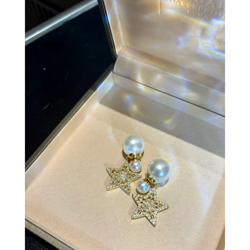 铜合金仿珍珠项链 B2070 26圣诞限定气质镂空星星耳环