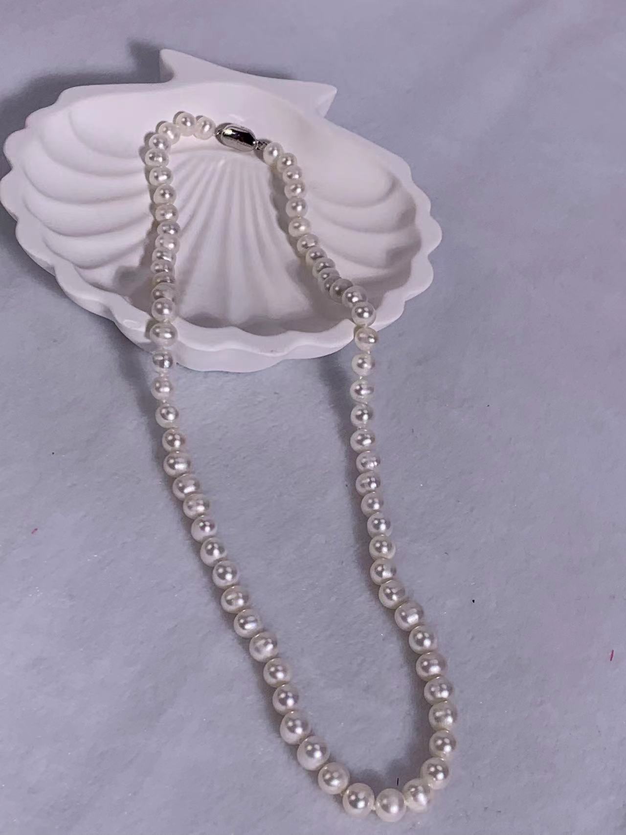 5-6mm天然淡水珍珠项链气质白色时尚经典百搭素款