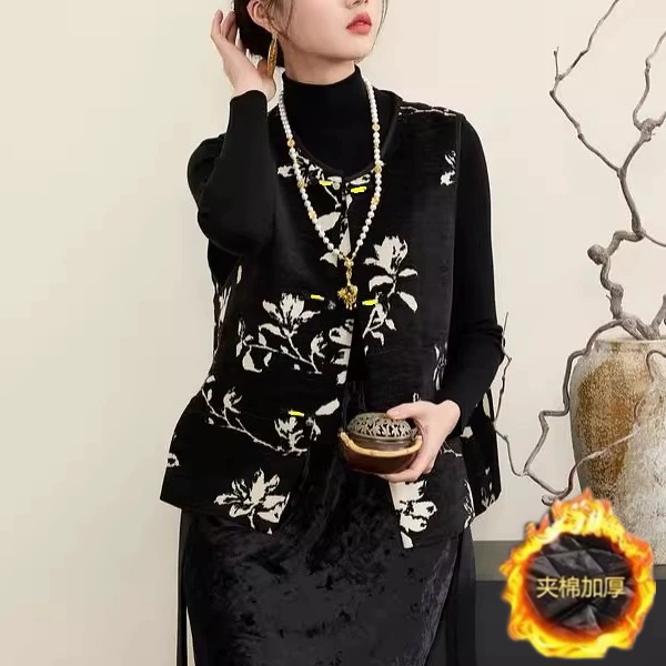 新中式清冷禅意提花马甲女坎肩春秋叠穿背心唐装痞帅炸街风女装