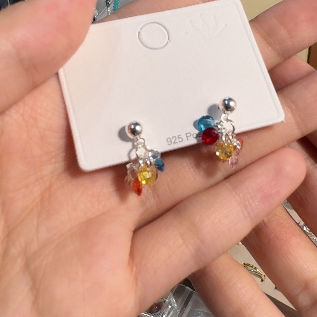 花岗石纯铜锡合金纯铜彩色耳钉