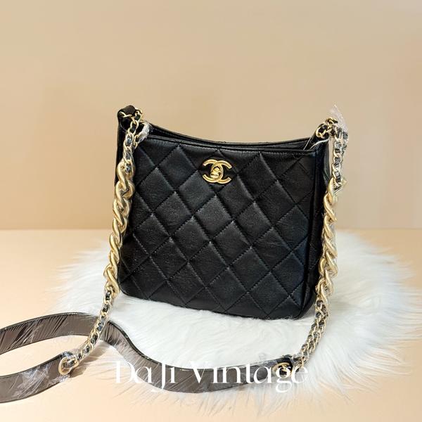 大吉中古/Chanel黑金mini hobo斜挎包