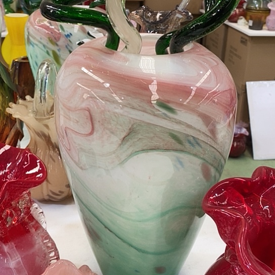 琉璃高度31厘米水墨丹青琉璃花器