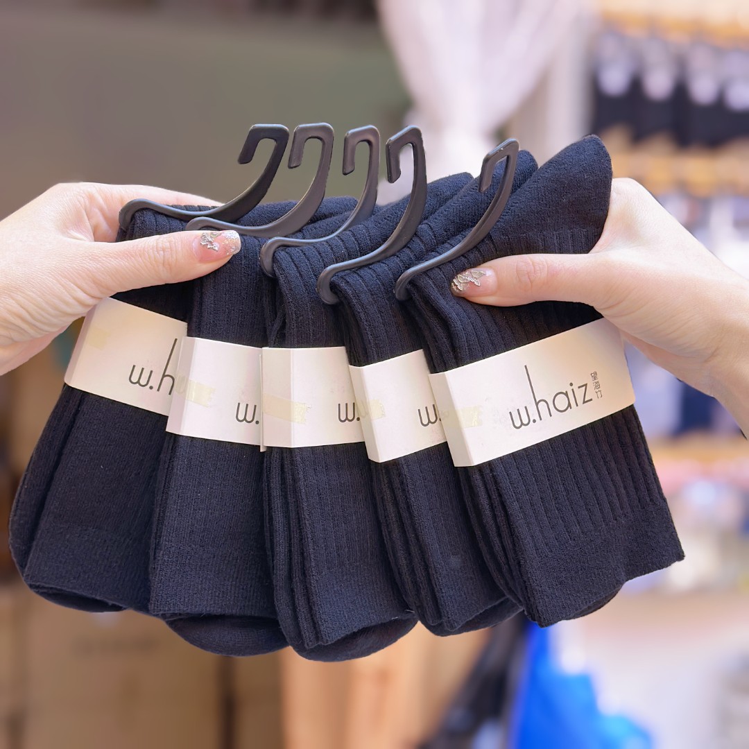 5双 精仿羊绒袜子男双针中筒袜不易臭冬季舒适加厚保暖长筒纯色